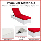 Outdoor All-Weather Rattan Wicker Lounger (White & Red)