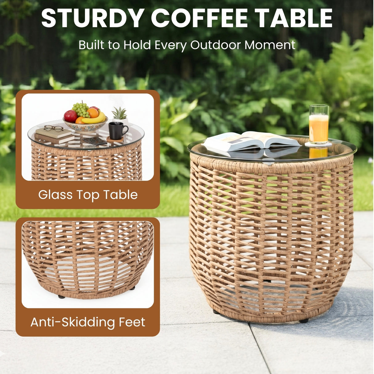 3 Piece Garden Outdoor Rope Patio Set