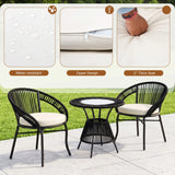 Outdoor 4-Seater Patio Rope Conversation Set (Black & Off-White)