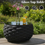 4 Piece Outdoor Rope Sofa Set (Black)