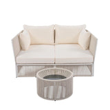 Outdoor Rope 2 Seater Patio Daybed With Side Table