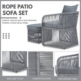 Outdoor 3 Piece Rope Patio Sofa Set (Grey)