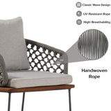 Outdoor Rope 2-Piece Patio Chairs With Wooden Base