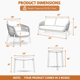 Outdoor 4 Seater Rope Conversation Sofa Set