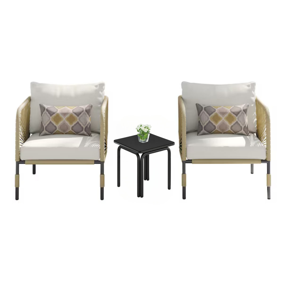 3 Piece Garden Outdoor Rope Patio Set