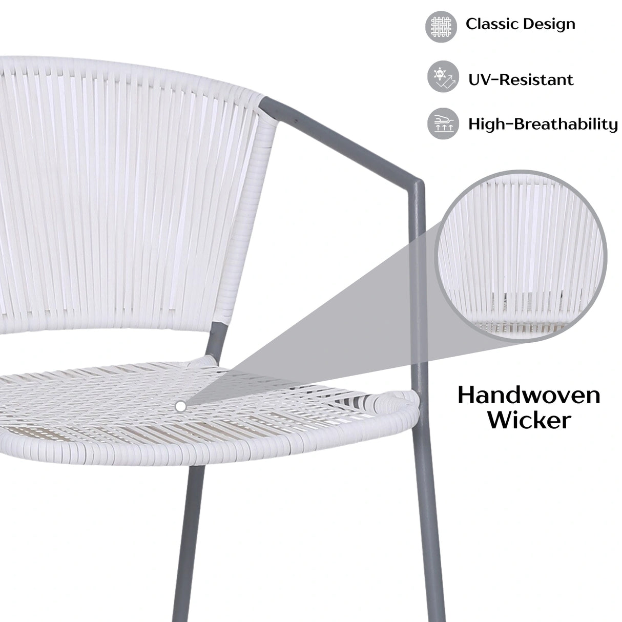 3-Piece Outdoor White Wicker Patio Set