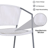 3-Piece Outdoor White Wicker Patio Set