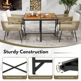 5-Piece Outdoor Patio Dining Set with Square Wood Tabletop