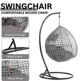 Single Seater Rattan & Wicker Swing (Grey)