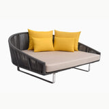 Outdoor Grey Rope Patio Daybed with Comfortable Cream Cushion