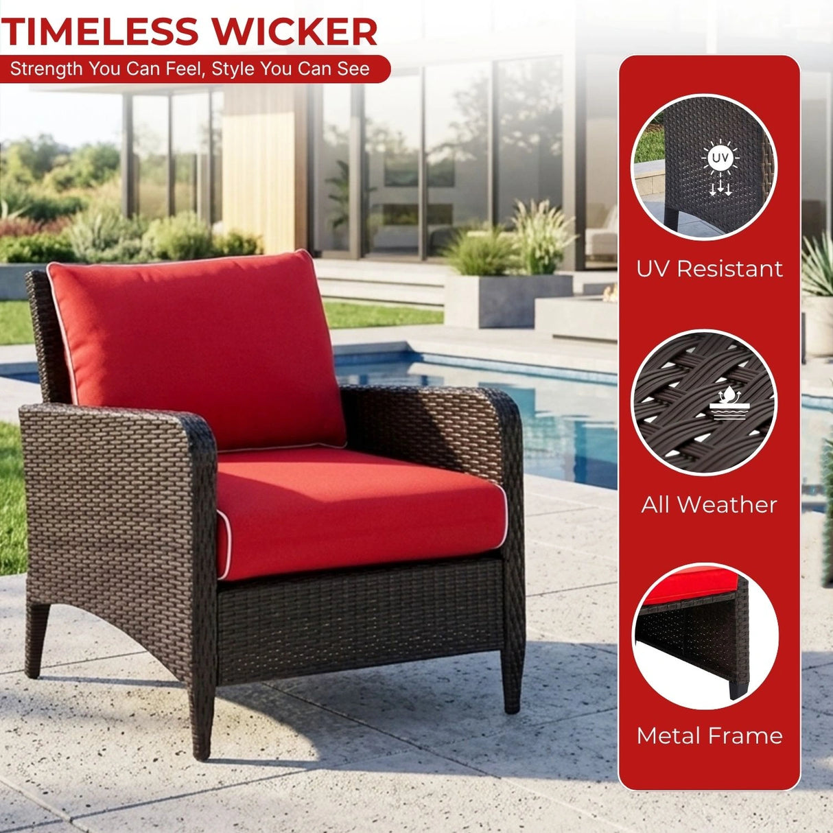 Outdoor 4 Piece Patio Wicker Furniture Set