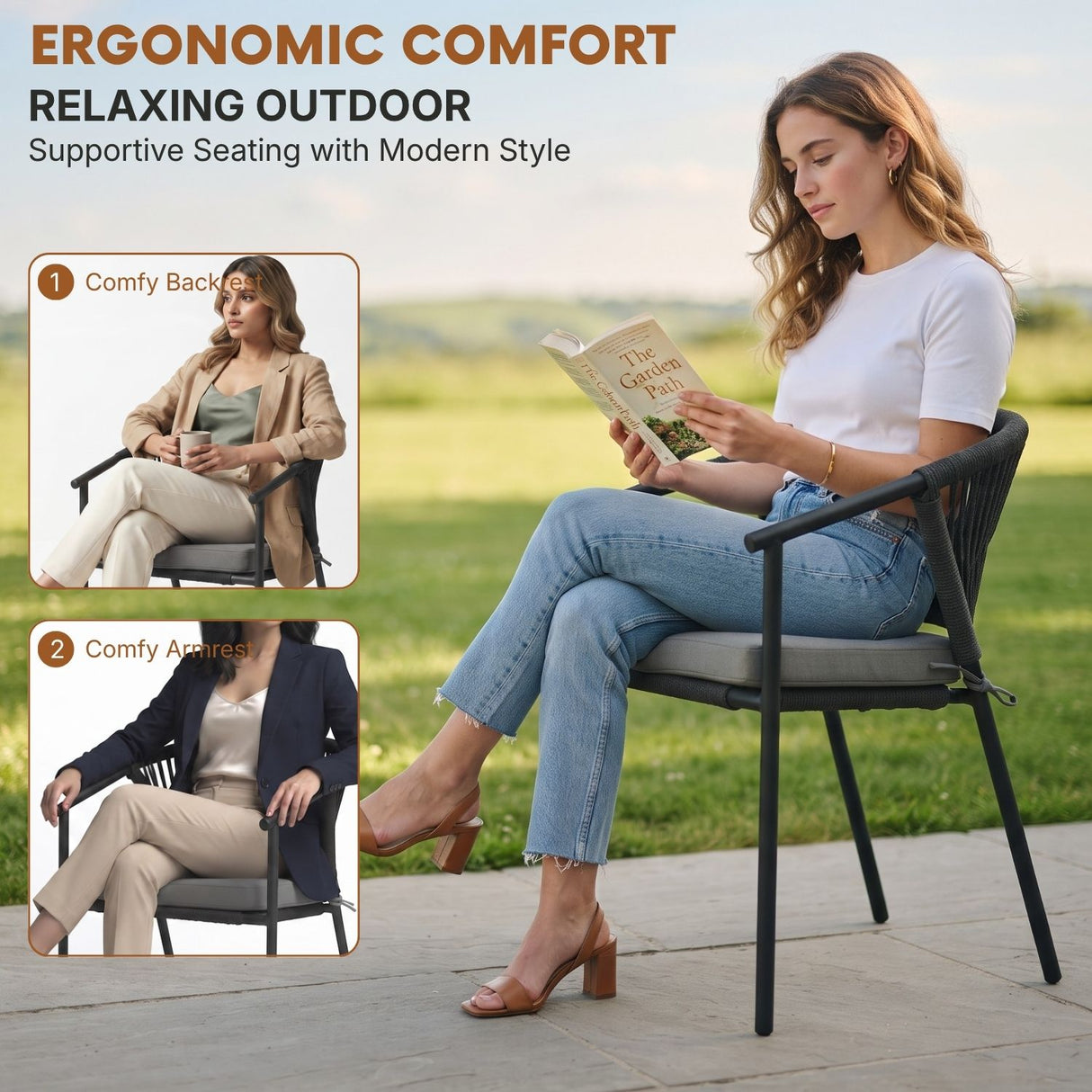 4-Piece Outdoor Rope Patio Dining Chairs