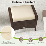 2-Piece Outdoor Rattan Wicker Ottoman Set