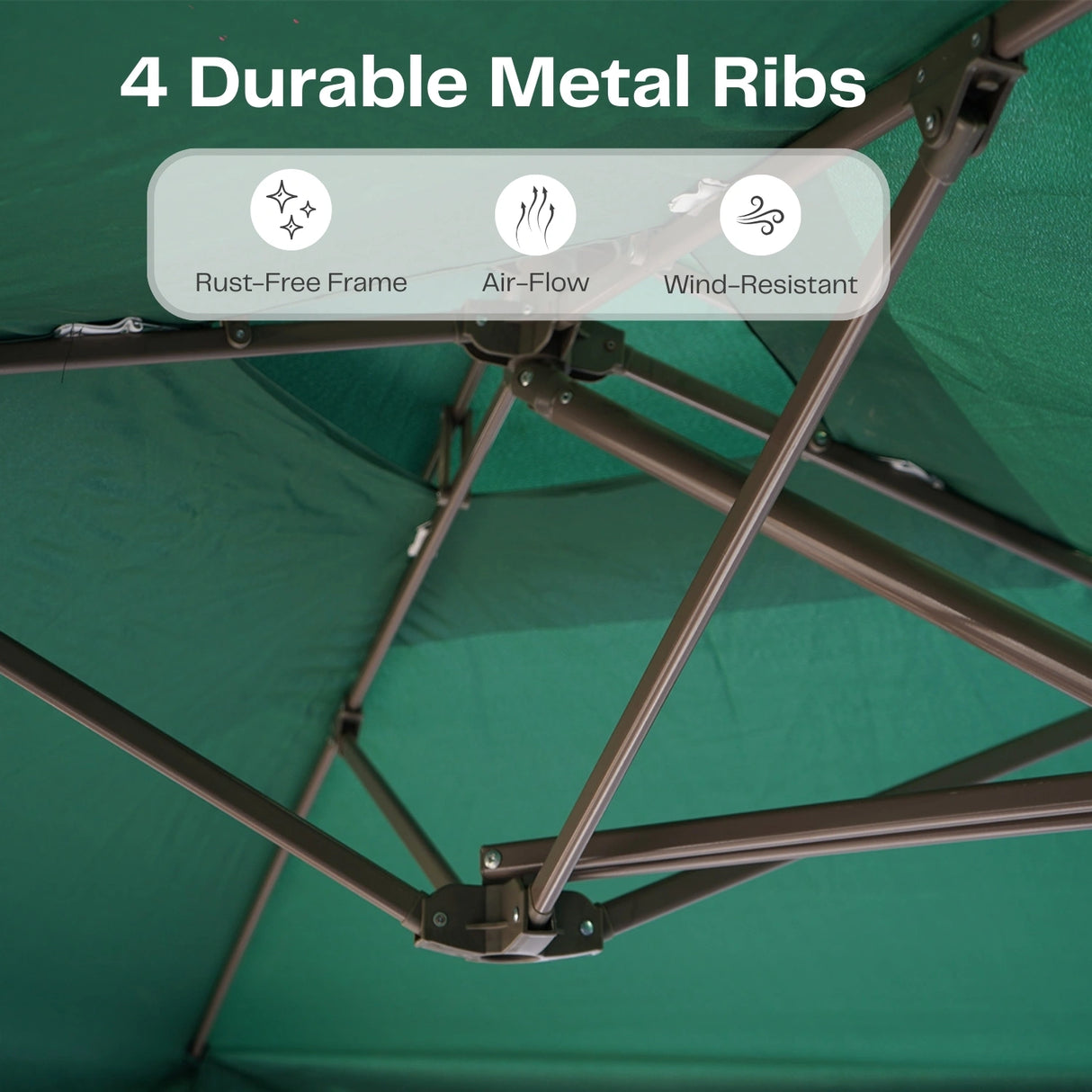 10ft Side Pole Square Shape Outdoor Umbrella With Marble Base (Green)