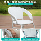 Outdoor Wicker 3 Piece Patio Bistro Set (White)