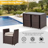 5-Piece Outdoor Patio Dining Set with Square Glass Tabletop