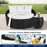 Outdoor Rattan Wicker Daybed with Glass Top Table