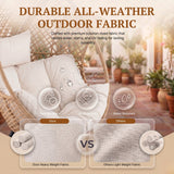4-Piece Outdoor Wicker Egg Chair Set with Ottomans (Beige & Off-White)