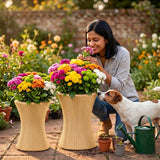 Outdoor Hourglass Design Set of 3 Wicker Planters (Beige)