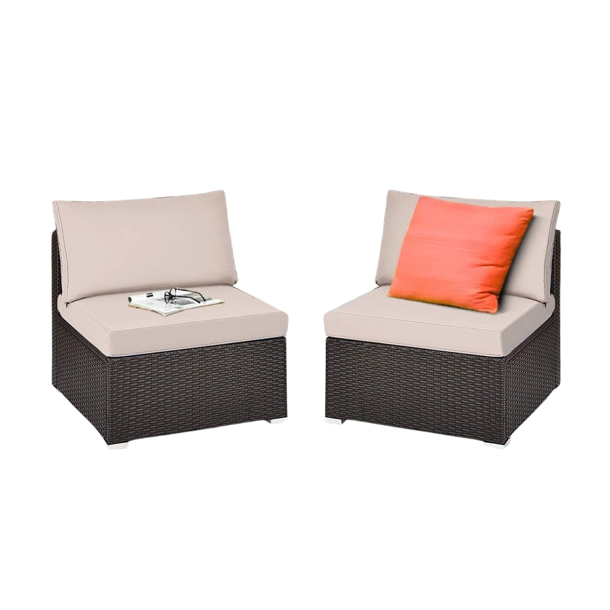 2-Piece Outdoor Wicker Armless Sofa