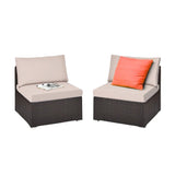 2-Piece Outdoor Wicker Armless Sofa