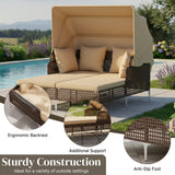 Luxury Outdoor Rattan Wicker Daybed with Canopy & Cushions