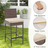 Outdoor Rattan Wicker Bar Chairs Set of 2