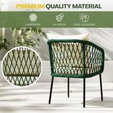 Outdoor Rope 4-Seater Sofa Set with Glass Top Table (Green & Off-white)