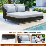 Outdoor Grey Rope Patio Daybed with Comfortable White Cushion