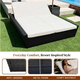 Outdoor Wicker Patio Double Seater Recliner Daybed