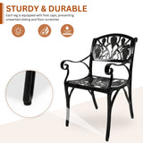 Outdoor Cast Aluminum 2 Chairs Patio Bistro Set (Black)