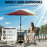 Outdoor Wicker 3-Piece Patio Set with Outdoor Umbrella