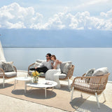 Outdoor 4 Seater Rope Conversation Sofa Set