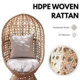 Outdoor Beige Rattan Wicker Cocoon Chair