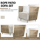 All-Weather Rope 4- Seater Sofa Set With Glass Top Table