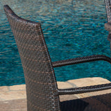 Outdoor All-Weather Resistant Rattan Wicker 5-Piece Dining Set (Dark Brown)