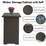 Outdoor Rattan Wicker Bar Table With Storage Selves