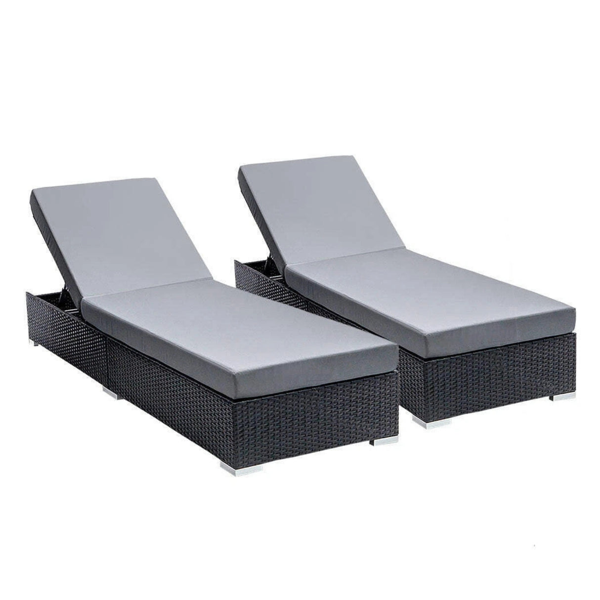 Outdoor 2-Piece Chaise Lounge Chair with Adjustable Settings and Cushions