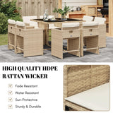 Outdoor Rattan Wicker Dinning Set 9-Piece