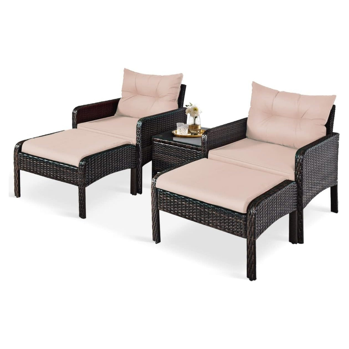Outdoor Wicker 5-Piece Patio Sofa Set