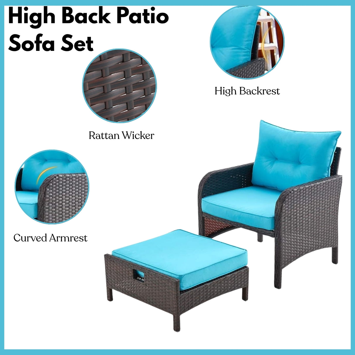 Outdoor 5 Piece Patio Wicker Furniture Set