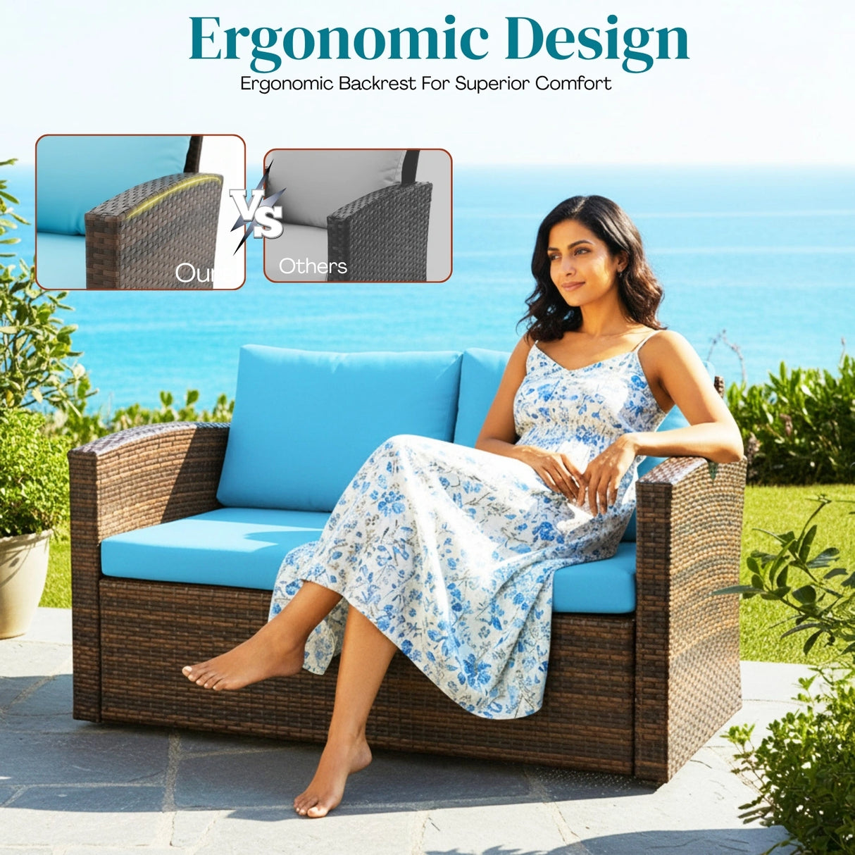 Outdoor 7-Seater Wicker Sectional Sofa Set