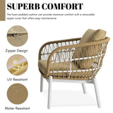 Outdoor Rope 3-Piece Patio Set (Beige & Dark Cream)