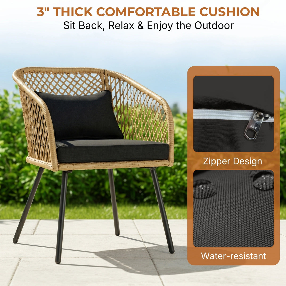 Outdoor Wicker 3-Piece Patio Set