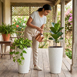 2-Piece Outdoor Wicker Planter Set (White)