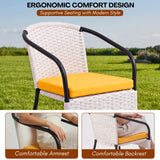 3 Piece Outdoor Wicker Patio Furniture Set (White & Yellow)
