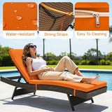 Outdoor Rattan Wicker Chaise Lounger For Poolside