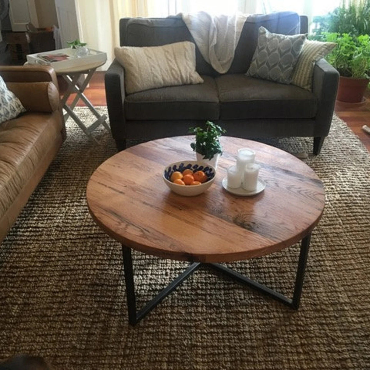 Sheesham Wood Top Round Coffee Table