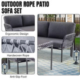 Outdoor Rope 5 Seater L-Shape Sofa