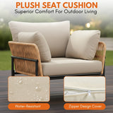 Outdoor Rope 2-Piece Single Seater Sofa (Beige & Cream)